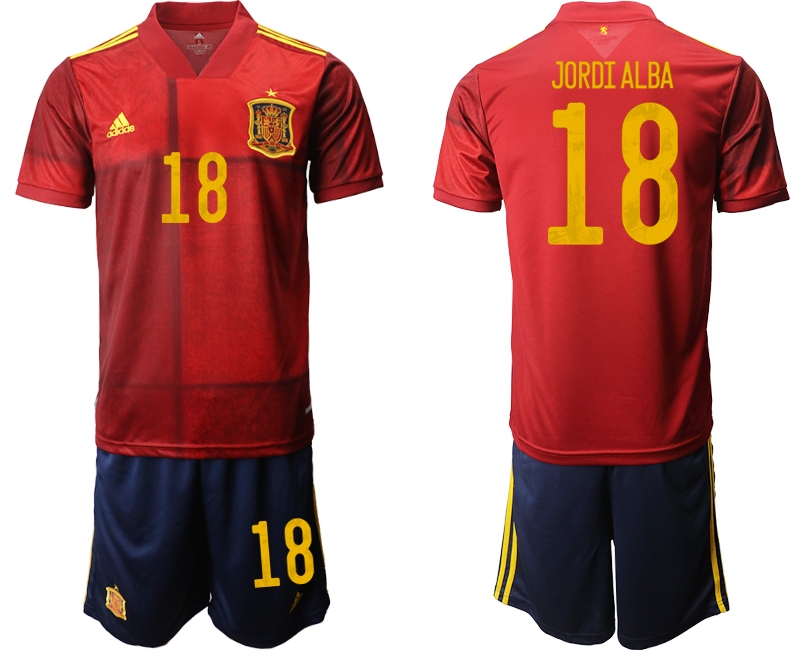 Men 2021 European Cup Spain home red 18 Soccer Jersey